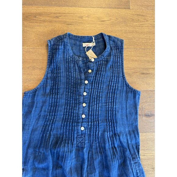 Faherty Isha Sleeveless Organic Cotton Dress Navy Size Ex Small Sleeveless NWT - Picture 9 of 16